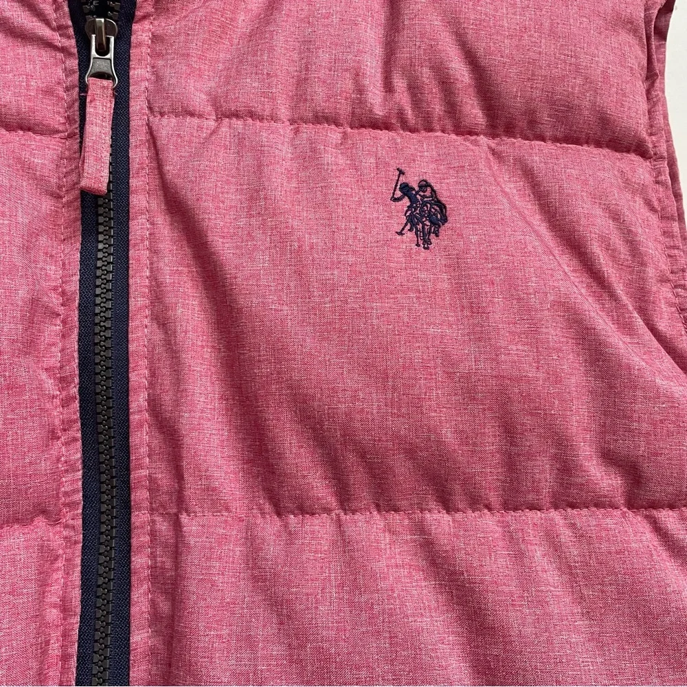 U.S. Polo Assn. Pink/Red Puffer Vest Men’s Size L Full Zip with Front Pockets - Picture 3 of 8